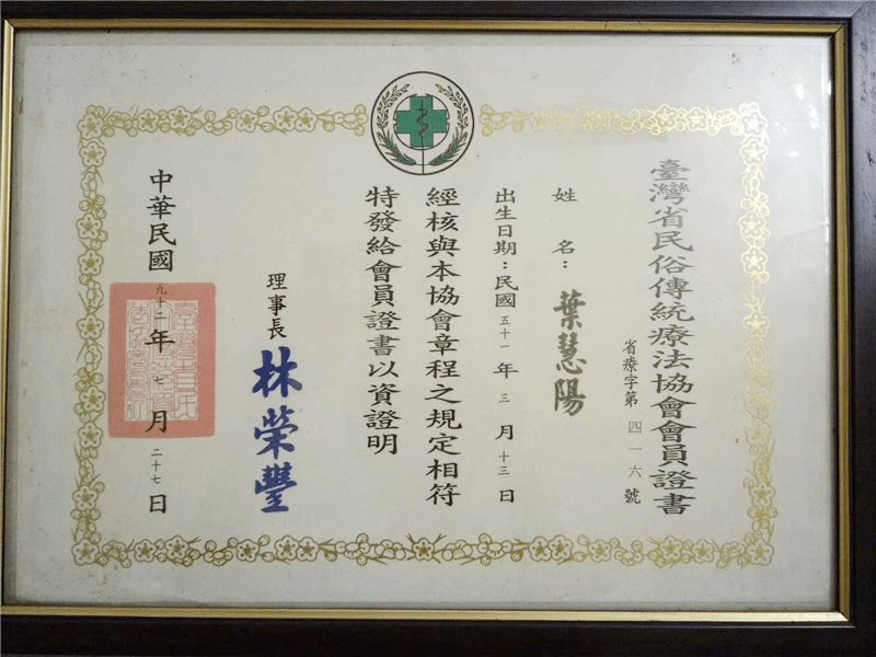 Certificate showing